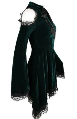 GREEN GAYA VELVET DRESS Zielona sukienka z kieszeniami-Restyle Online
