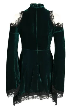 GREEN GAYA VELVET DRESS Zielona sukienka z kieszeniami-Restyle Online