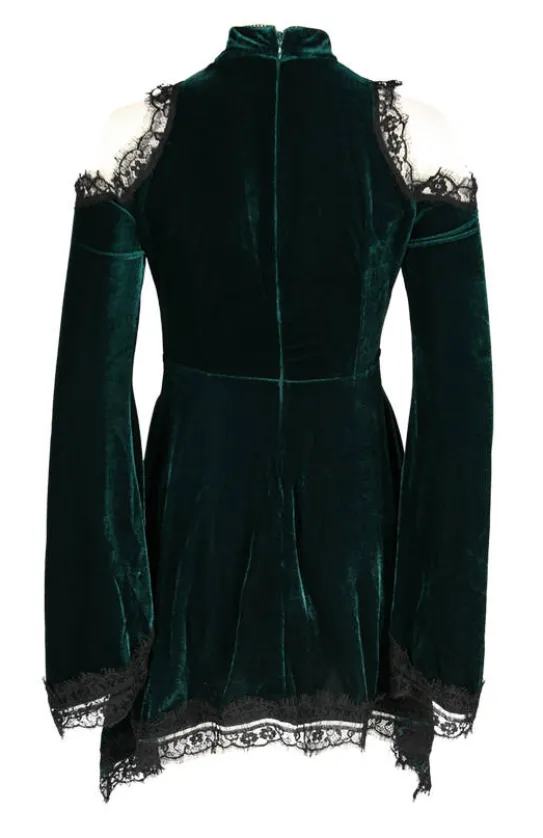GREEN GAYA VELVET DRESS Zielona sukienka z kieszeniami-Restyle Online