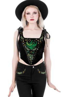 HERBAL CORSET Gorsetowa kamizelka z haftem roślinnym-Restyle Hot