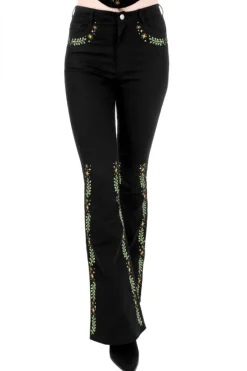 HERBAL JEANS haftowane dzwony z wysokim stanem-Restyle Online