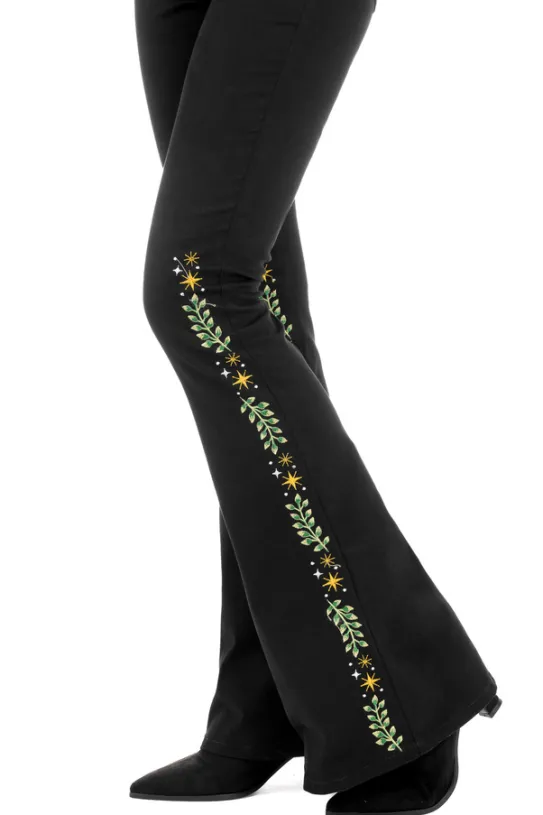 HERBAL JEANS haftowane dzwony z wysokim stanem-Restyle Online