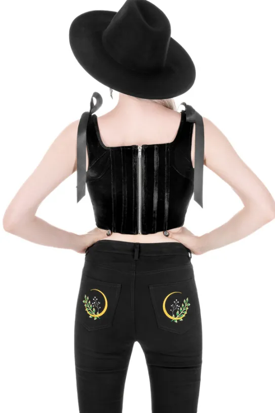 HERBAL JEANS haftowane dzwony z wysokim stanem-Restyle Online