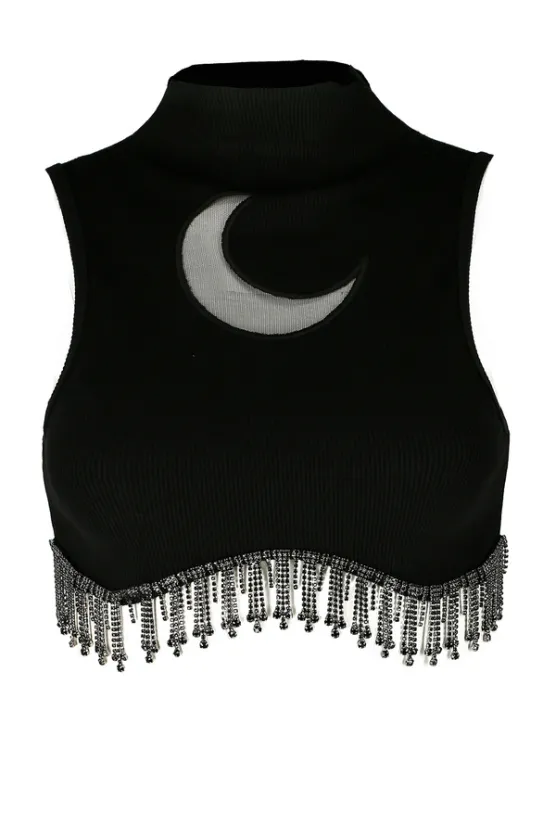 JASMIN CRESCENT TOP Krótki top z koralikami-Restyle Online