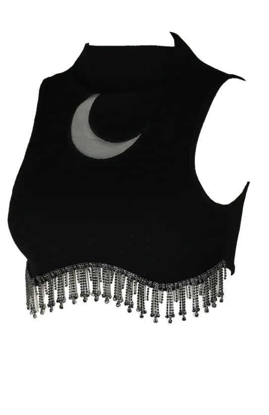 JASMIN CRESCENT TOP Krótki top z koralikami-Restyle Online