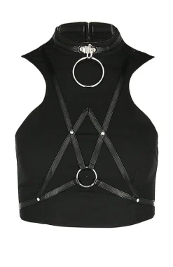 Krótki top z harnessem i obrożą VILLAIN TOP-Restyle Sale