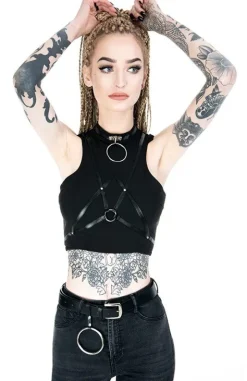 Krótki top z harnessem i obrożą VILLAIN TOP-Restyle Sale
