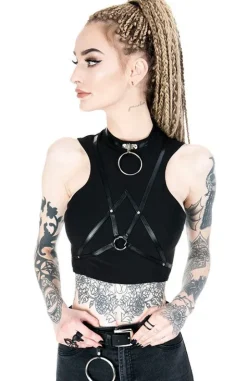 Krótki top z harnessem i obrożą VILLAIN TOP-Restyle Sale