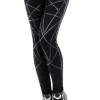 Legginsy, gotyckie getry bawełniane z pentagramami harness "PENTAGRAM LEGGINGS"-Restyle Online