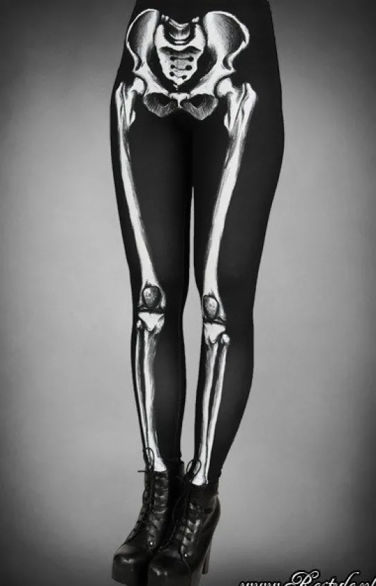 Legginsy szkielet z grafiką kości horror-Restyle Fashion