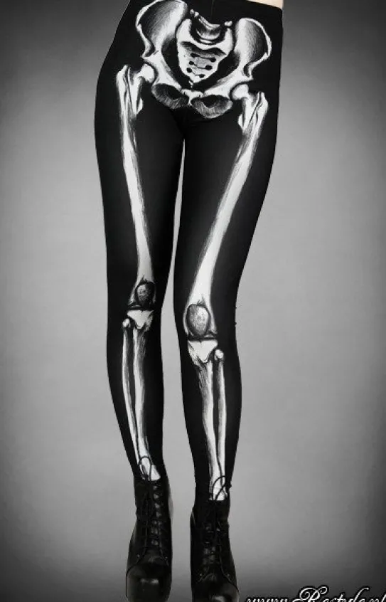 Legginsy szkielet z grafiką kości horror-Restyle Fashion