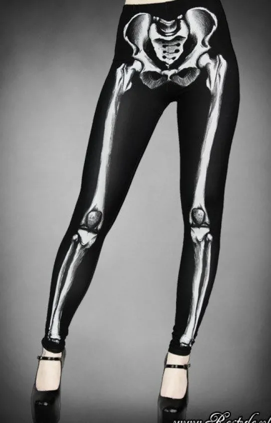 Legginsy szkielet z grafiką kości horror-Restyle Fashion