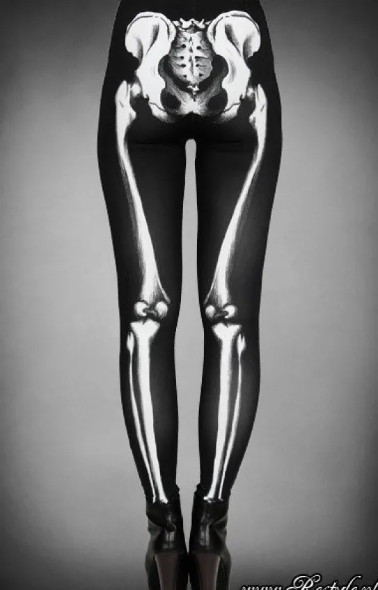 Legginsy szkielet z grafiką kości horror-Restyle Fashion