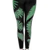 Legginsy z nadrukiem zielonych paproci-Restyle Online