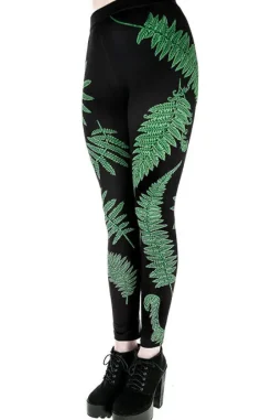 Legginsy z nadrukiem zielonych paproci-Restyle Online