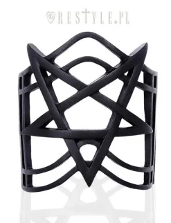 Nowoczesna gotycka bransoleta geometryczna "PENTAGRAM BLACK BRACELET"-Restyle Sale