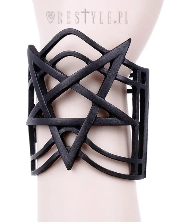 Nowoczesna gotycka bransoleta geometryczna "PENTAGRAM BLACK BRACELET"-Restyle Sale