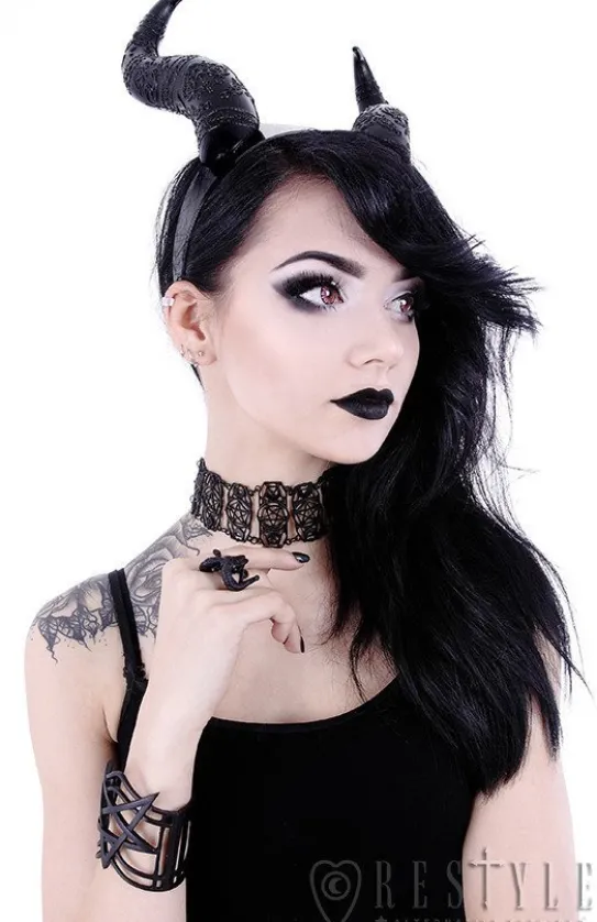 Nowoczesna gotycka bransoleta geometryczna "PENTAGRAM BLACK BRACELET"-Restyle Sale