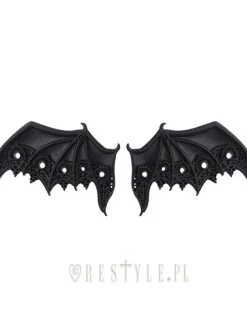 Para spinek do włosów, gotyckie spinki, czarne koronkowe nietoperze "LACE BAT WINGS"-Restyle New