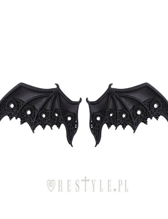 Para spinek do włosów, gotyckie spinki, czarne koronkowe nietoperze "LACE BAT WINGS"-Restyle New
