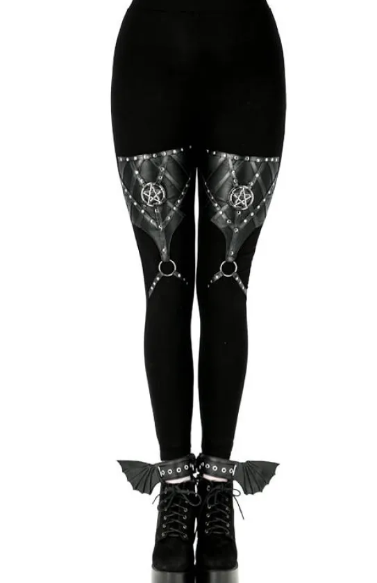 PENTAGRAM HARNESS LEGGINGS legginsy z bawełny z harnessem-Restyle Outlet