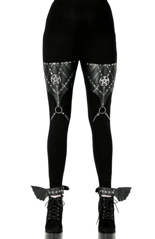 PENTAGRAM HARNESS LEGGINGS legginsy z bawełny z harnessem-Restyle Outlet