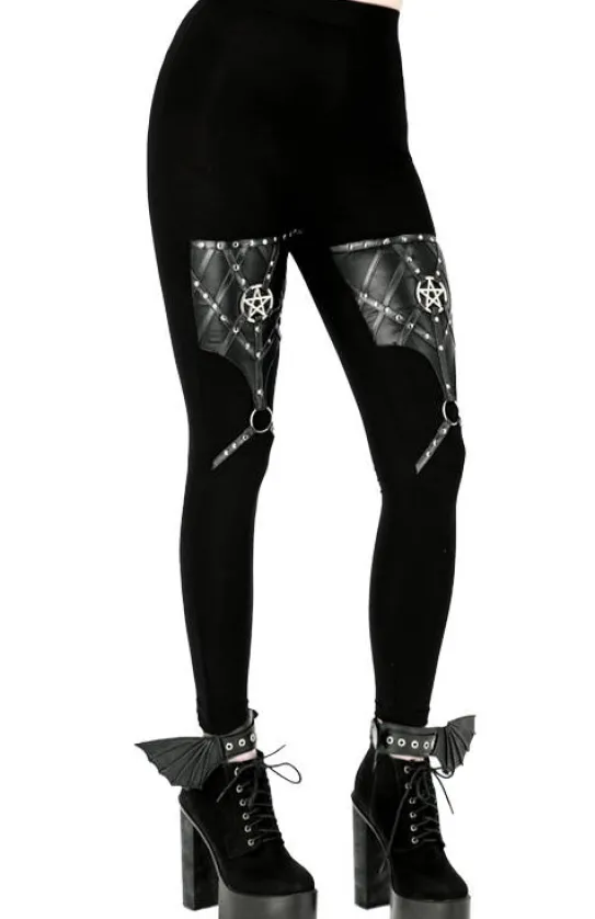 PENTAGRAM HARNESS LEGGINGS legginsy z bawełny z harnessem-Restyle Outlet