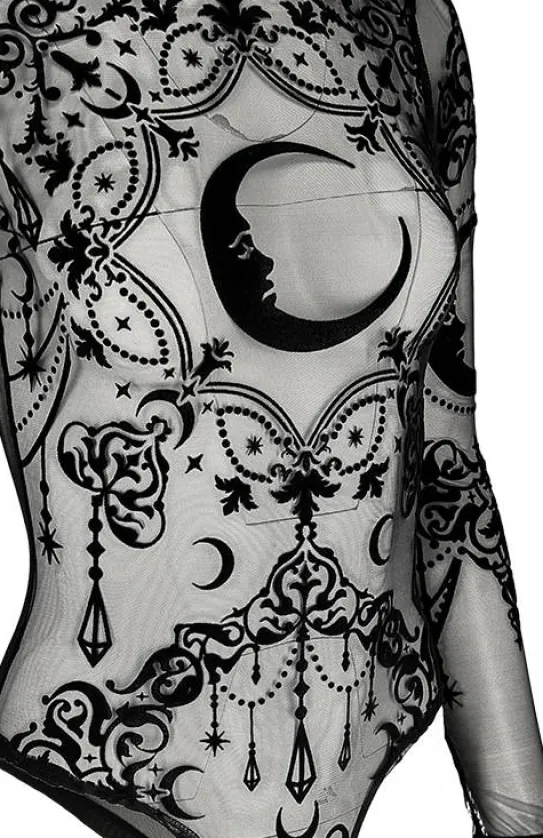 Siateczkowe body z księżycem CRESCENT BODYSUIT-Restyle Clearance