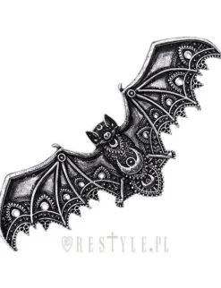 Srebrna gotycka spinka do włosów, ażurowy nietoperz "LACE BAT SILVER HAIRCLIP"-Restyle Hot
