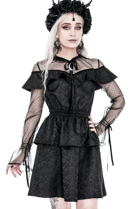Sukienka gotycka ZOE DRESS żakardowa z falbanami-Restyle Clearance