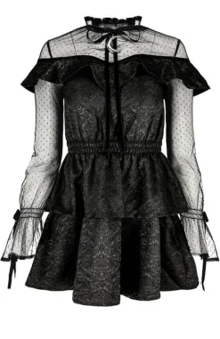 Sukienka gotycka ZOE DRESS żakardowa z falbanami-Restyle Clearance