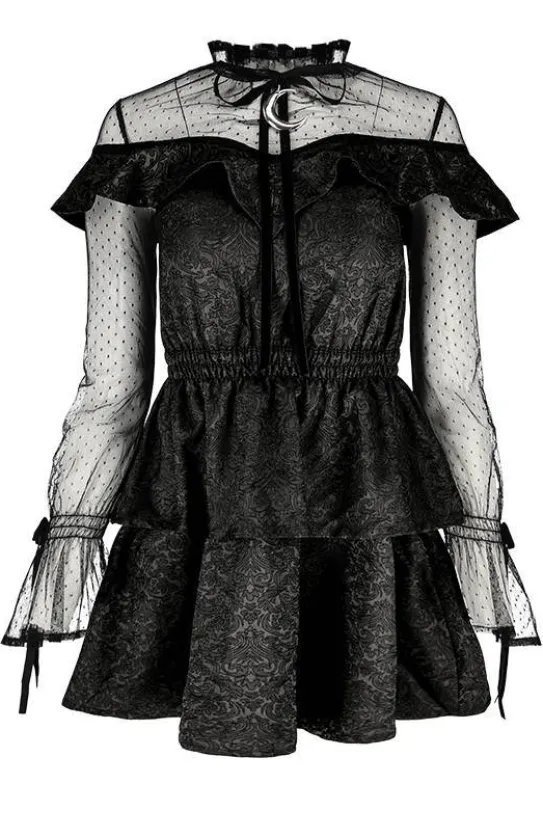 Sukienka gotycka ZOE DRESS żakardowa z falbanami-Restyle Clearance