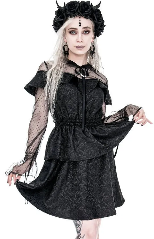 Sukienka gotycka ZOE DRESS żakardowa z falbanami-Restyle Clearance