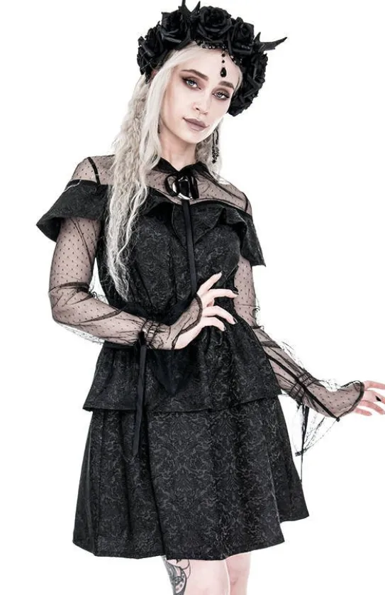 Sukienka gotycka ZOE DRESS żakardowa z falbanami-Restyle Clearance