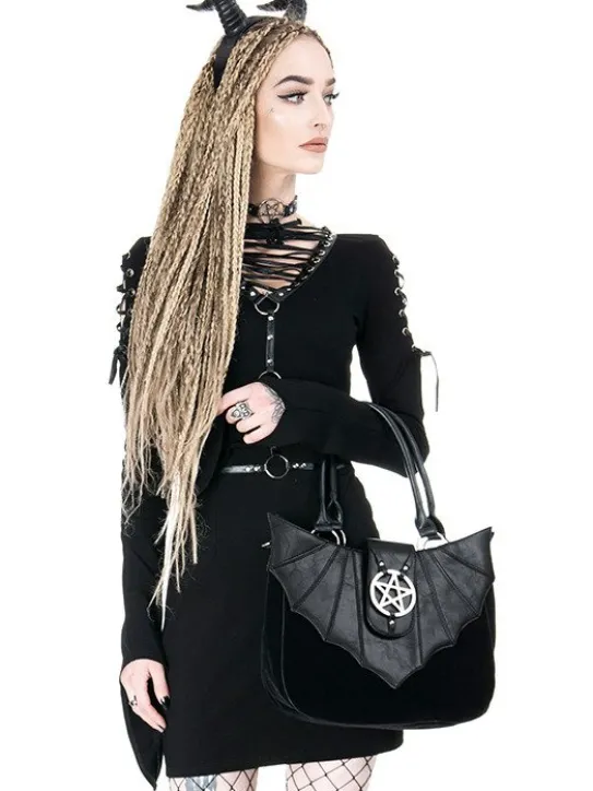 Torebka gotycka "OMINOUS BAG" nietoperz i pentagram-Restyle Best