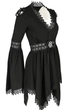 Tunika Gotycka Spectre Sukienka z rozszerzanymi rękawami i gipiurą-Restyle Sale