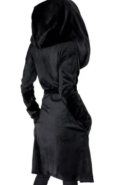 VELVET REAPER HOODIE, czarna gotycka aksamitna bluza z dużym kapturem-Restyle Hot