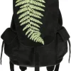 Zamszowy plecak z klapą i haftem paproci FERN BACKPACK-Restyle Fashion